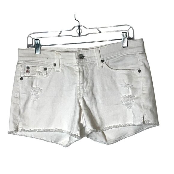 AG Adriano Goldschmied The Carrie White Distressed Denim Shorts Size 27 - Picture 1 of 8